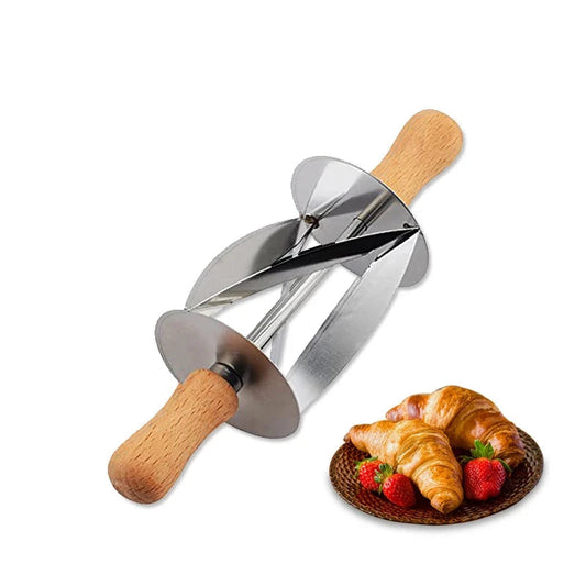 WALFOS  Stainless Steel Rolling Cutter for Making Croissant Bread Wheel Dough Pastry Knife Wooden Handle Baking Kitchen Knife - Walfos® Kitchenware