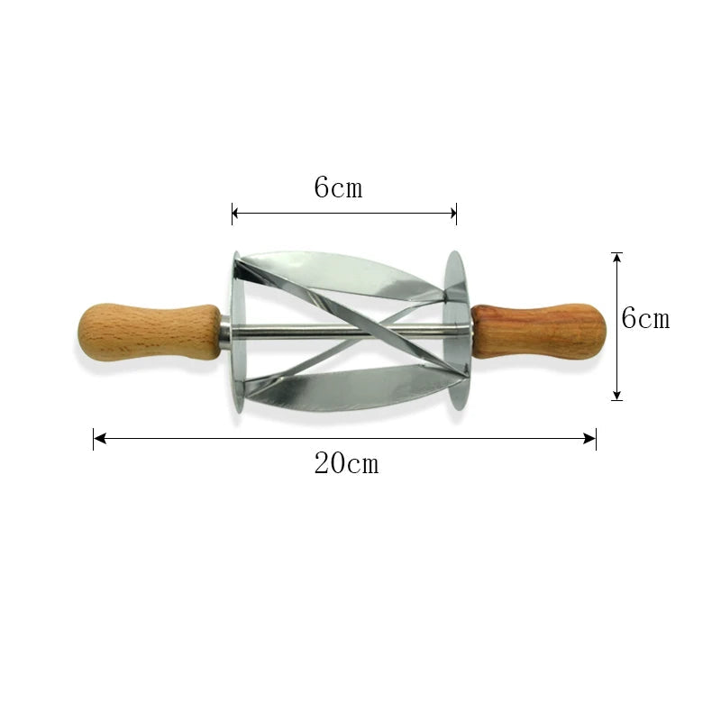 WALFOS  Stainless Steel Rolling Cutter for Making Croissant Bread Wheel Dough Pastry Knife Wooden Handle Baking Kitchen Knife - Walfos® Kitchenware