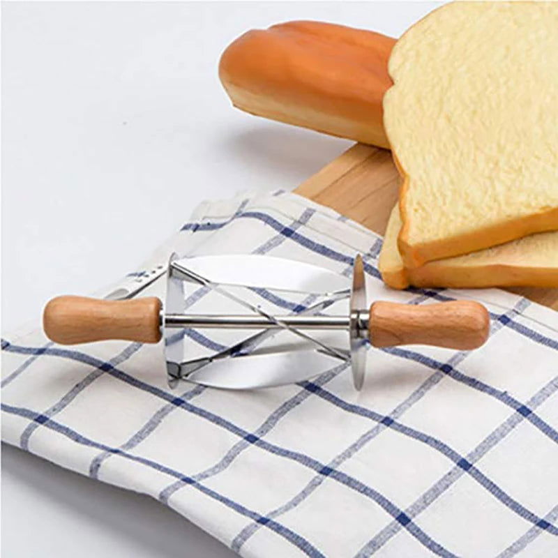 WALFOS  Stainless Steel Rolling Cutter for Making Croissant Bread Wheel Dough Pastry Knife Wooden Handle Baking Kitchen Knife - Walfos® Kitchenware