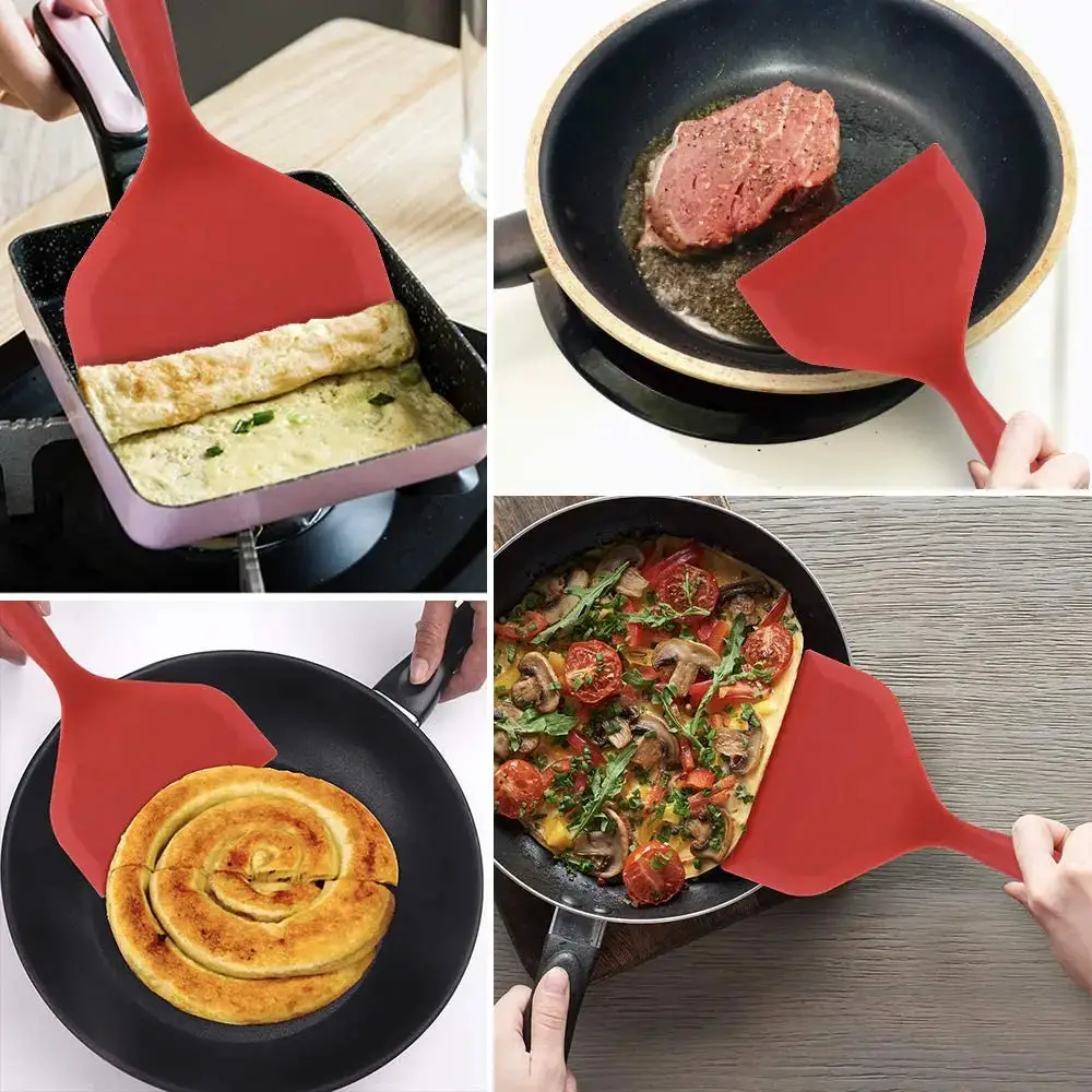 Walfos Non-Stick Japanese Omelette Frying Pan Silicone Spatula Wide Pizza Shovel Meat Egg Scraper Turner Food Cooking Utensil Walfos® Kitchenware