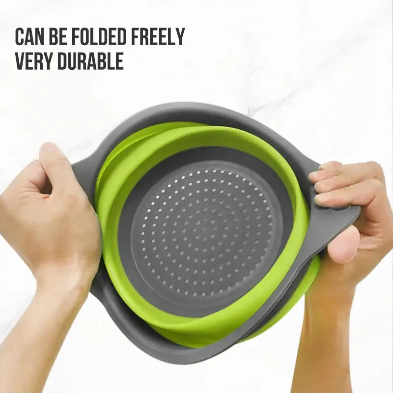 Walfos Silicone Folding Drain Basket Fruit Vegetable Washing Basket Strainer Colander Collapsible Drainer Kitchen Storage Tool Walfos® Kitchenware