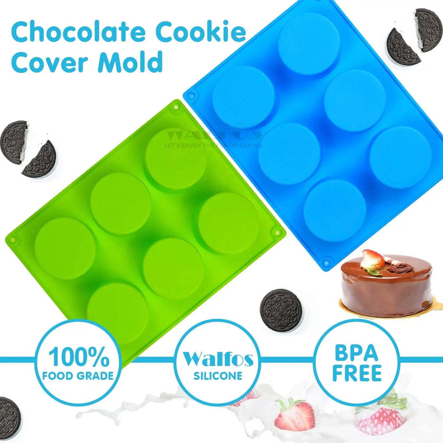 Walfos Silicone Mold Round Non-Stick Cake Chocolate Mold Soap Jelly Muffin Cupcake Moulds Cake Decorating Baking Pastry Tools Walfos® Kitchenware