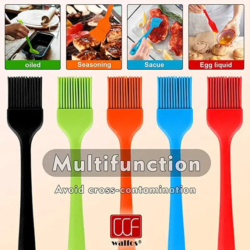 Walfos Silicone Pastry Brush Heat Resistant Basting Oil Brush Set Perfect for Baking BBQ GrillKitchen Cooking BPA Free 5Pcs Walfos® Kitchenware