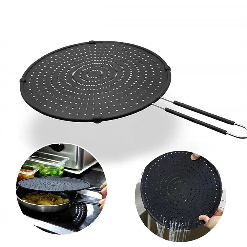 Walfos Silicone Splatter Guard Nonstick Oil Grease Pan Lid Oil-Proof Splash Cover Frying Protection Mat Non-Slip Handle Pot Walfos® Kitchenware