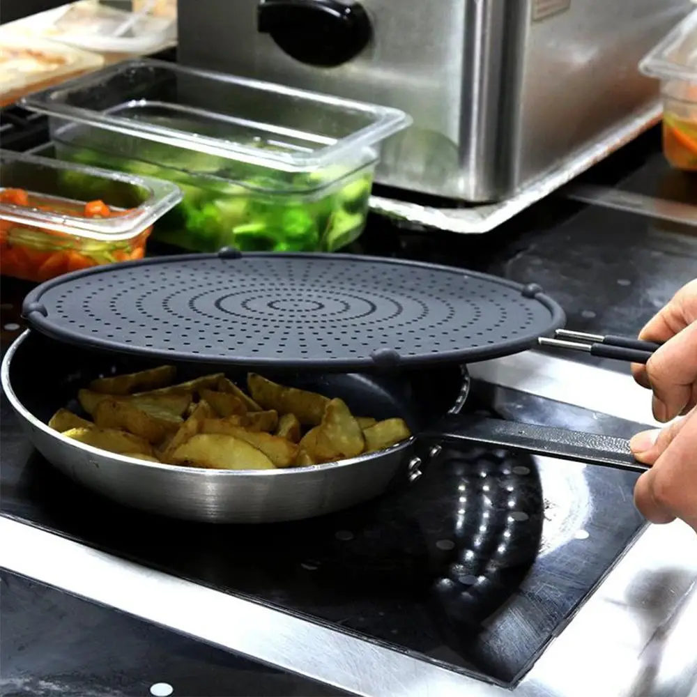 Walfos Silicone Splatter Guard Nonstick Oil Grease Pan Lid Oil-Proof Splash Cover Frying Protection Mat Non-Slip Handle Pot Walfos® Kitchenware