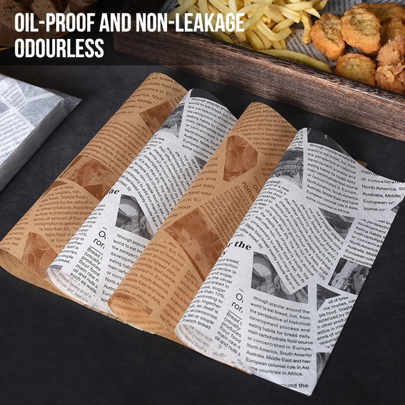 Walfos 100PCS Food Greaseproof Paper Bread Sandwich Burger Fries Wrapping Fast Food Bread Oilpaper Baking Tools - Walfos® Kitchenware