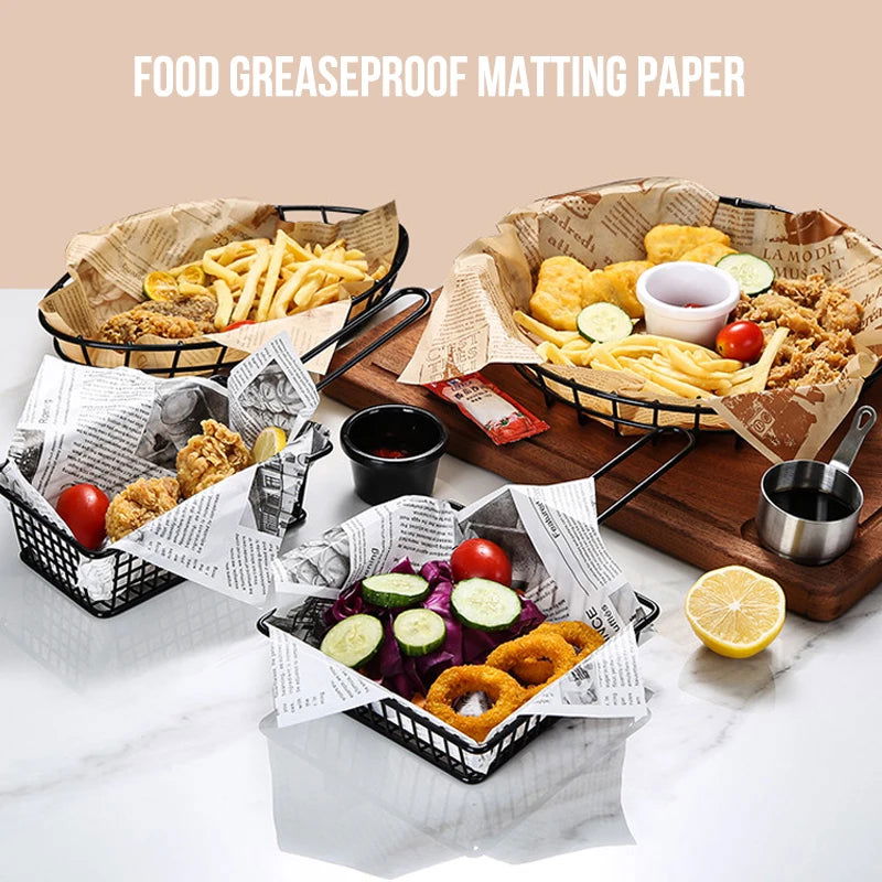 Walfos 100PCS Food Greaseproof Paper Bread Sandwich Burger Fries Wrapping Fast Food Bread Oilpaper Baking Tools - Walfos® Kitchenware