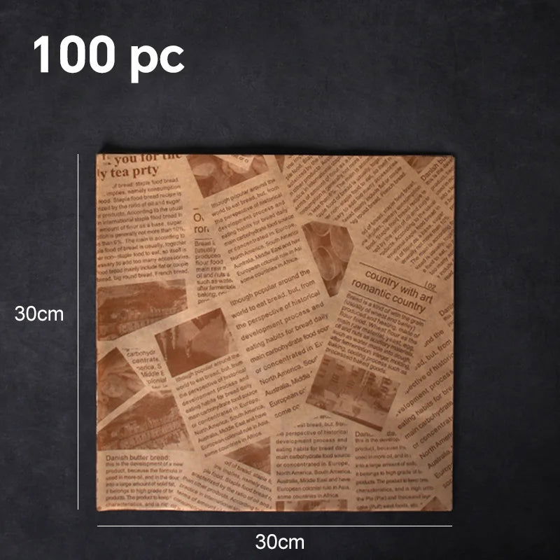 Walfos 100PCS Food Greaseproof Paper Bread Sandwich Burger Fries Wrapping Fast Food Bread Oilpaper Baking Tools - Walfos® Kitchenware