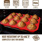 Walfos 100% Food Grade 12 Cup Silicone Muffin Pan &Cupcake Baking Pan Non-Stick Silicone Cake Mold Round Mini Muffin Pan Form - Walfos® Kitchenware