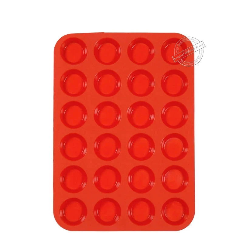 Walfos 100% Food Grade 12 Cup Silicone Muffin Pan &Cupcake Baking Pan Non-Stick Silicone Cake Mold Round Mini Muffin Pan Form - Walfos® Kitchenware