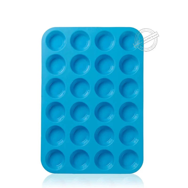 Walfos 100% Food Grade 12 Cup Silicone Muffin Pan &Cupcake Baking Pan Non-Stick Silicone Cake Mold Round Mini Muffin Pan Form - Walfos® Kitchenware