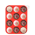Walfos 100% Food Grade 12 Cup Silicone Muffin Pan &Cupcake Baking Pan Non-Stick Silicone Cake Mold Round Mini Muffin Pan Form - Walfos® Kitchenware