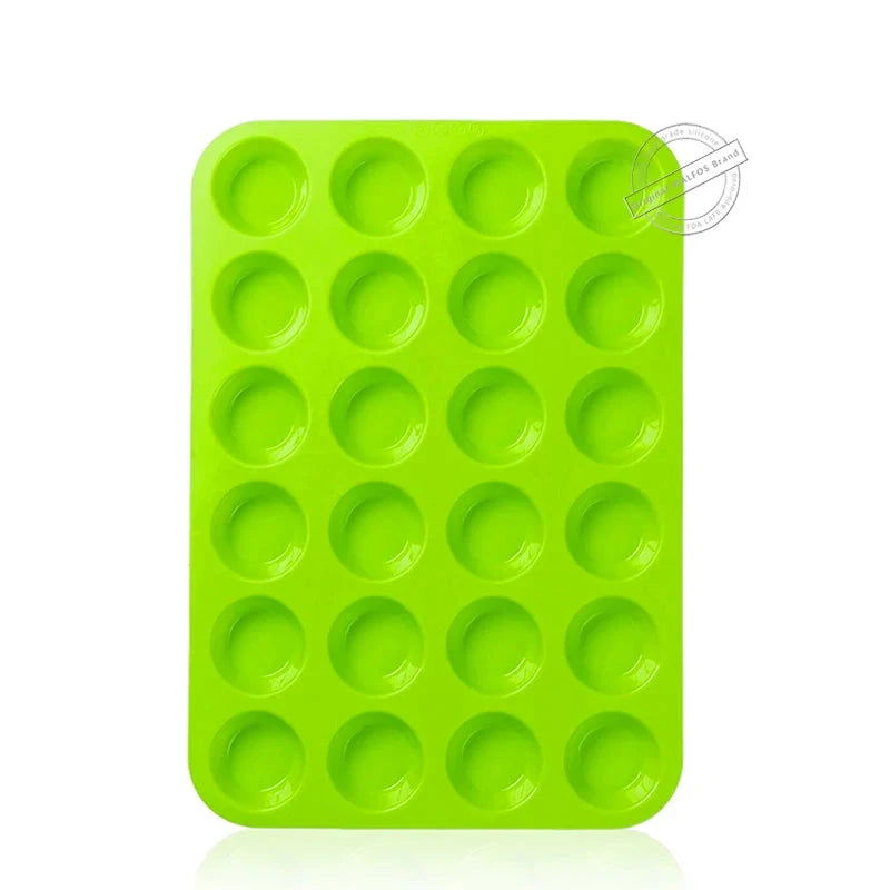 Walfos 100% Food Grade 12 Cup Silicone Muffin Pan &Cupcake Baking Pan Non-Stick Silicone Cake Mold Round Mini Muffin Pan Form - Walfos® Kitchenware