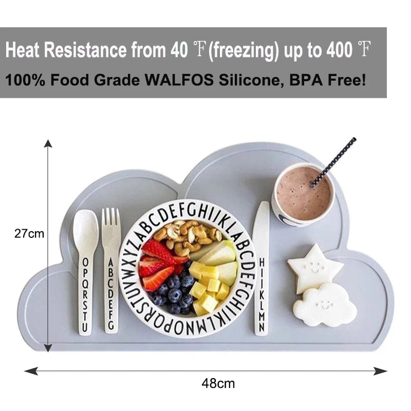 Walfos 100% Food Grade Silicone Placemat Baby Kid Heat Resistant Mat Heat Resistant Silicone Table Mat Place Mat Dinning - Walfos® Kitchenware