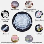 Walfos 12pcs Universal Silicone Stretch Lids Food Cover Cap Wrap Bowl Pot Lids Silicone Cover Pan Cooking Kitchen Accessories - Walfos® Kitchenware
