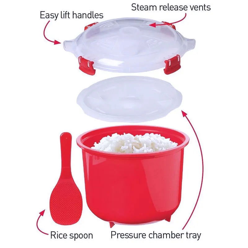 Walfos 1Pcs 2.6L Food grades Microwave Steamer Meal Food Rice Cooker Cereal Dish kitchenware Kitchen Tool Accessories - Walfos® Kitchenware
