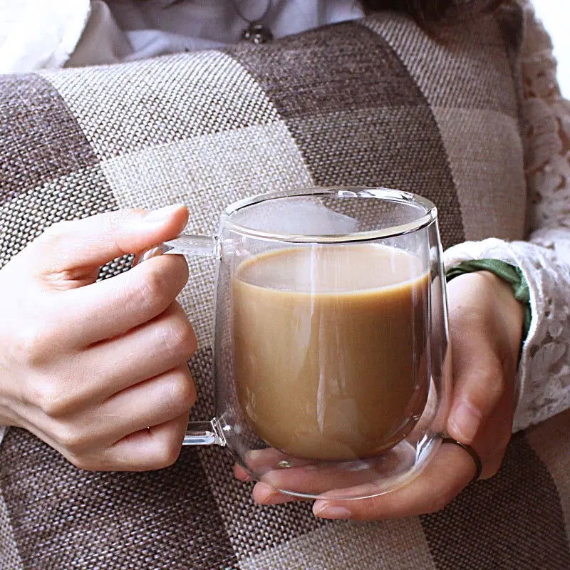 Walfos 1Pcs 250ml Coffee Cups Tea Set Mugs Handmade Creative Beer Drink a Mug of Office Mug Transparent Drinkware Kitchen Tools - Walfos® Kitchenware