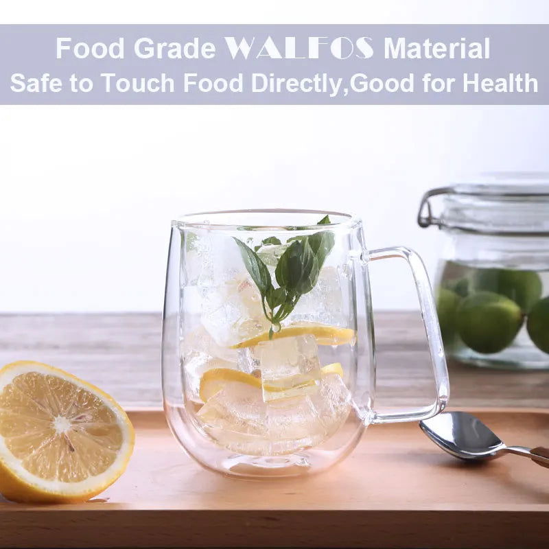 Walfos 1Pcs 250ml Coffee Cups Tea Set Mugs Handmade Creative Beer Drink a Mug of Office Mug Transparent Drinkware Kitchen Tools - Walfos® Kitchenware