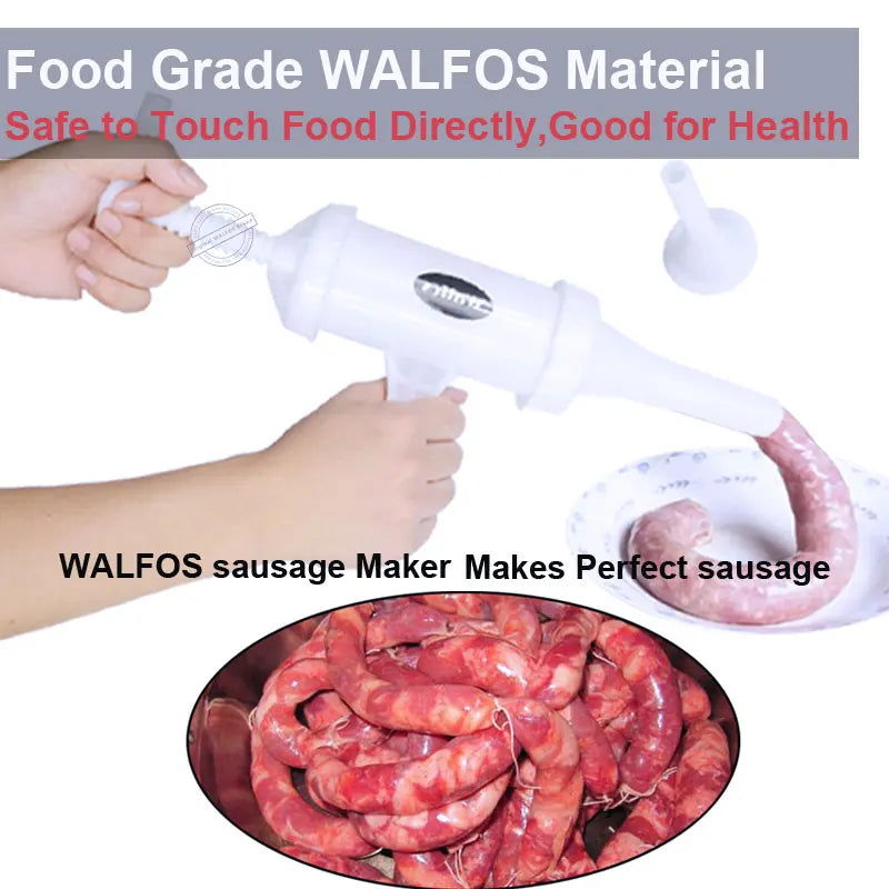Walfos 1Pcs Food Grade Quality Manual Sausage Machine Meat Stuffer Filler Hand Operated Salami Maker and Funnel Kitchen Tools - Walfos® Kitchenware