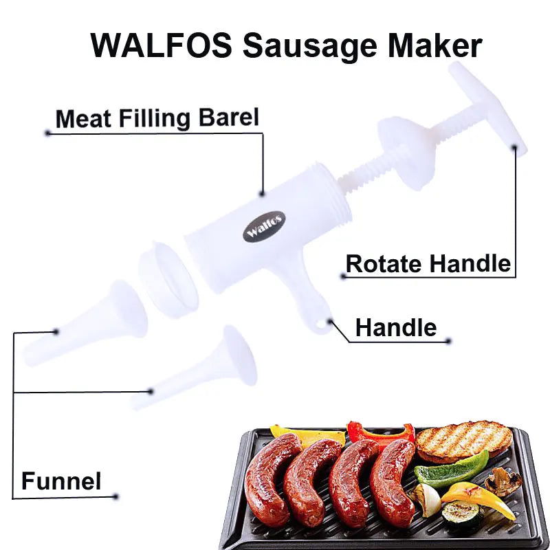 Walfos 1Pcs Food Grade Quality Manual Sausage Machine Meat Stuffer Filler Hand Operated Salami Maker and Funnel Kitchen Tools - Walfos® Kitchenware