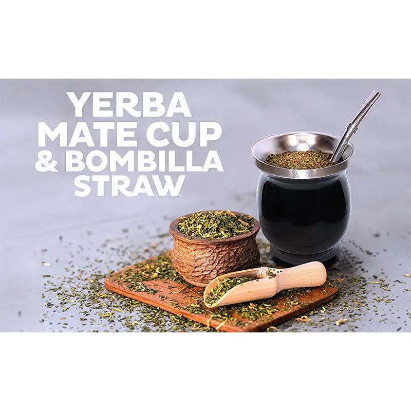 Walfos 1Pcs Natural Gourd Tea Cup Set 8 Ounces Bombillas Yerba Mate Straw Cleaning Brush Stainless Steel Double-Walled Milk Mug - Walfos® Kitchenware