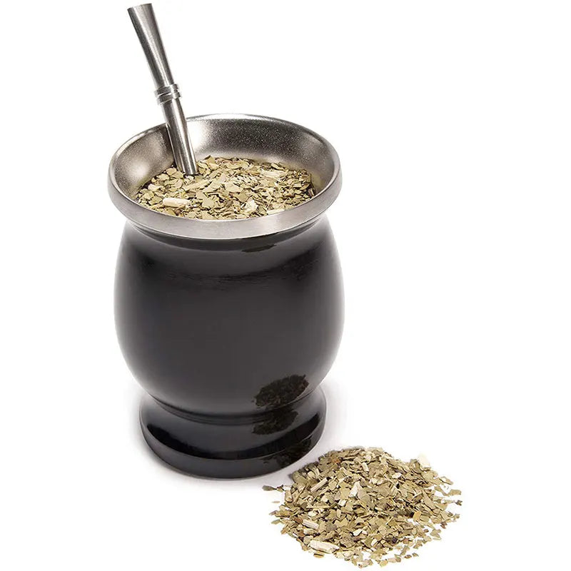 Walfos 1Pcs Natural Gourd Tea Cup Set 8 Ounces Bombillas Yerba Mate Straw Cleaning Brush Stainless Steel Double-Walled Milk Mug - Walfos® Kitchenware