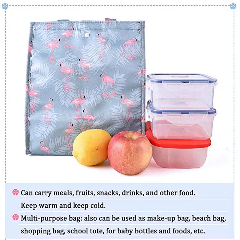 Walfos 1Pcs Portability Lunch Bags For Women Kids Picnic Beach School Flamingo Portable Lunch Bag Tote Handbag Kitchen Gadgets - Walfos® Kitchenware