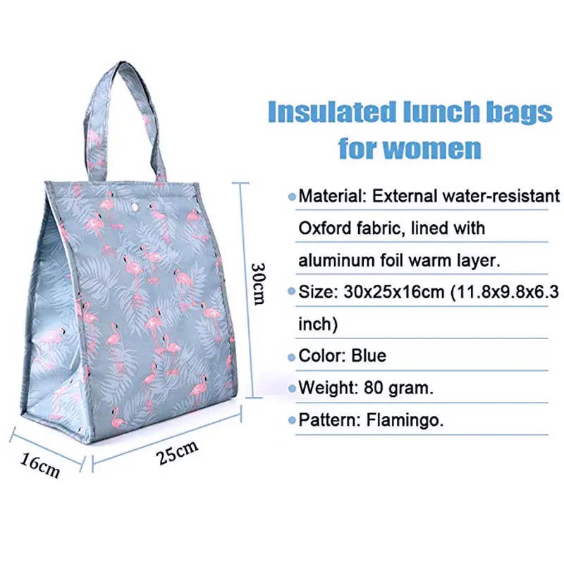 Walfos 1Pcs Portability Lunch Bags For Women Kids Picnic Beach School Flamingo Portable Lunch Bag Tote Handbag Kitchen Gadgets - Walfos® Kitchenware