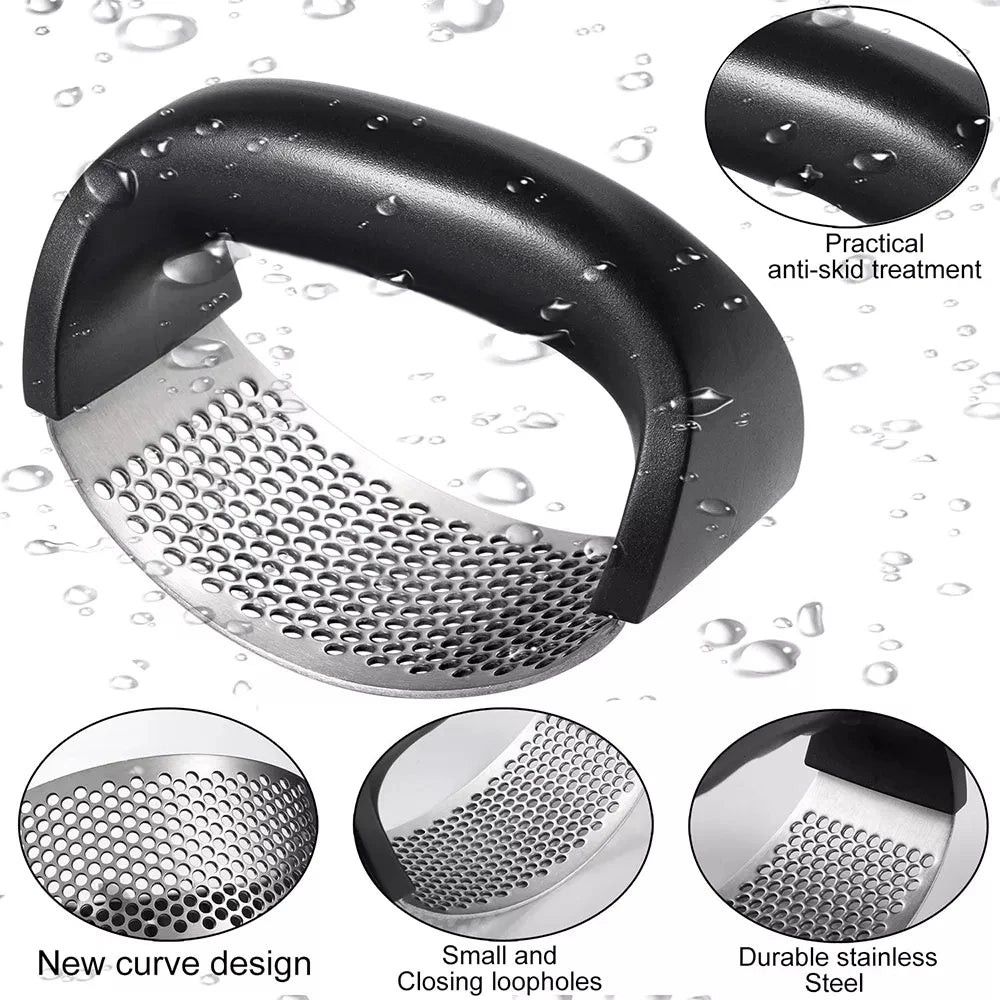 Walfos 1pcs Stainless Steel Garlic Press Manual Garlic Mincer Chopping Garlic Tools Curve Fruit Vegetable Tools Kitchen Gadgets - Walfos® Kitchenware