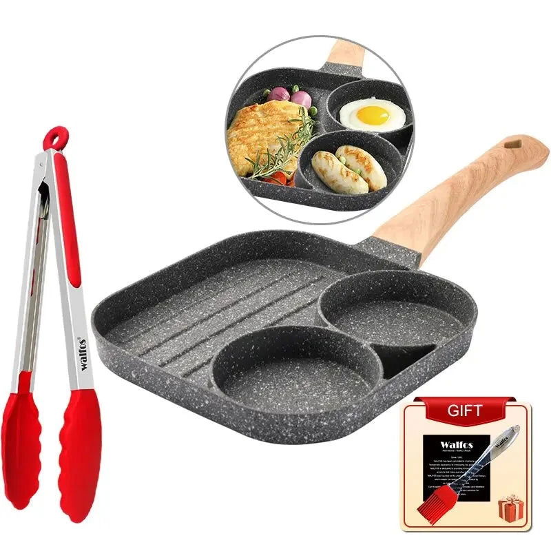 Walfos 2 Hole Frying Pot Pan Thickened Omelet Pan Non-Stick Egg Pancake Steak Pan Cooking Egg Ham Pans Breakfast Maker Cookware - Walfos® Kitchenware