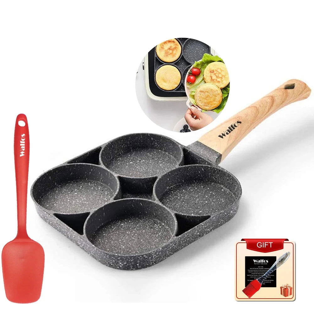 Walfos 2 Hole Frying Pot Pan Thickened Omelet Pan Non-Stick Egg Pancake Steak Pan Cooking Egg Ham Pans Breakfast Maker Cookware - Walfos® Kitchenware