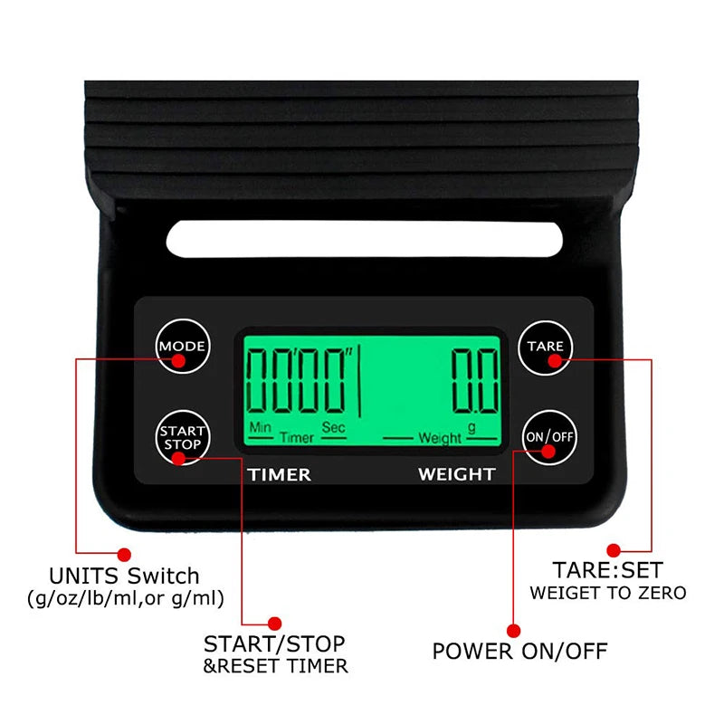 Walfos 3000g/0.1g 5000g/0.1g Kitchen Food  Scale with Timer High Precision Mulfunction Protable Scales Digital  LCD Weight Tool - Walfos® Kitchenware