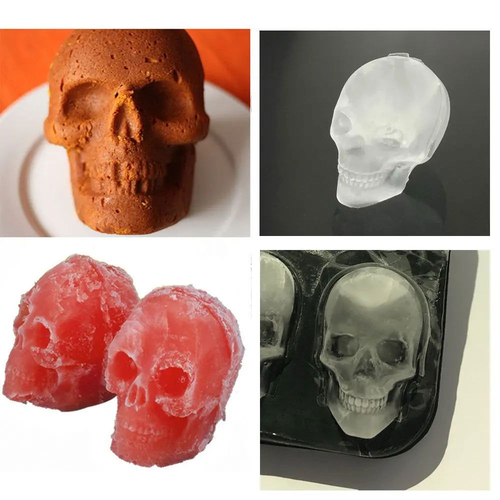 Walfos 3D Skull Silicone Mold Ice Cube Maker Chocolate Mould Tray Ice Cream DIY Tool Whiskey Wine Cocktail Ice Cube Best Sellers - Walfos® Kitchenware