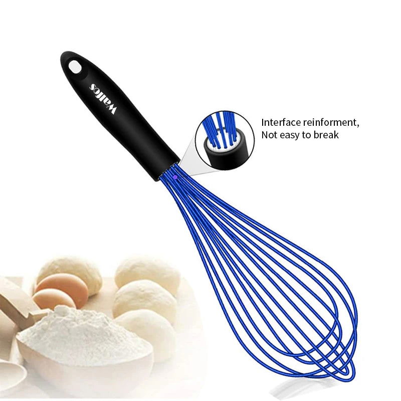 Walfos 3 Pieces Silicone  Stainless Steel Wire Whisk - Mixing Bowl Kitchen Whisk For Non-Stick Egg Foamer Stirrer Kitchen Tool - Walfos® Kitchenware