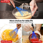 Walfos 3 Pieces Silicone  Stainless Steel Wire Whisk - Mixing Bowl Kitchen Whisk For Non-Stick Egg Foamer Stirrer Kitchen Tool - Walfos® Kitchenware