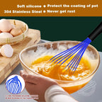 Walfos 3 Pieces Silicone  Stainless Steel Wire Whisk - Mixing Bowl Kitchen Whisk For Non-Stick Egg Foamer Stirrer Kitchen Tool - Walfos® Kitchenware