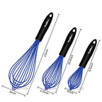 Walfos 3 Pieces Silicone  Stainless Steel Wire Whisk - Mixing Bowl Kitchen Whisk For Non-Stick Egg Foamer Stirrer Kitchen Tool - Walfos® Kitchenware