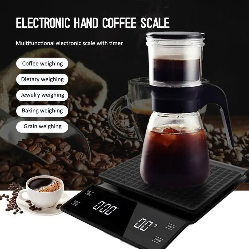 Walfos 3kg/0.1g Electronic Coffee Scale with Timer High Accuracy Digital Kitchen Scale Coffee Weight Balance Without Battery - Walfos® Kitchenware