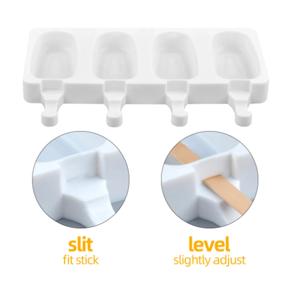 Walfos 4 Cell Big Size Silicone Ice Cream Mold DIY Homemade Dessert Freezer Fruit Juice Ice Pop Maker Mould - Walfos® Kitchenware