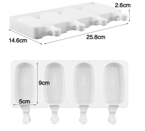 Walfos 4 Cell Big Size Silicone Ice Cream Mold DIY Homemade Dessert Freezer Fruit Juice Ice Pop Maker Mould - Walfos® Kitchenware