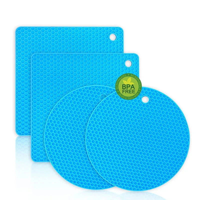 Walfos 4 Pack Thick Silicone Trivet Mat Heat Resistant Pot Holders Insulation Pad Multi-Purpose for Jar Opener Spoon Holder Oven - Walfos® Kitchenware