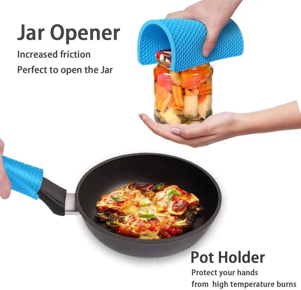 Walfos 4 Pack Thick Silicone Trivet Mat Heat Resistant Pot Holders Insulation Pad Multi-Purpose for Jar Opener Spoon Holder Oven - Walfos® Kitchenware