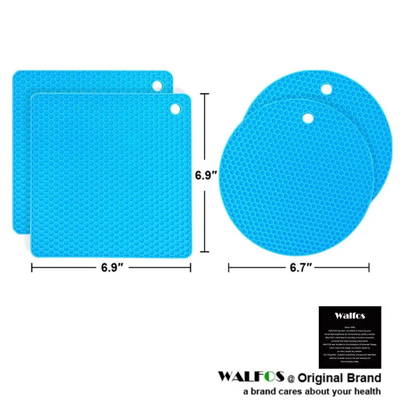 Walfos 4 Pack Thick Silicone Trivet Mat Heat Resistant Pot Holders Insulation Pad Multi-Purpose for Jar Opener Spoon Holder Oven - Walfos® Kitchenware