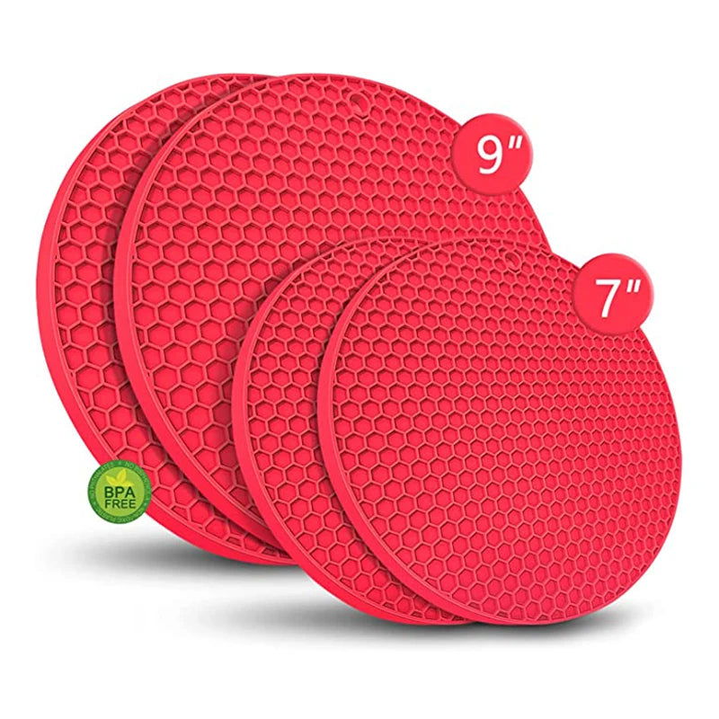 Walfos 4 Pieces Silicone Trivet Mats Pack Heat Resistant Pot Holders Set Multipurpose Non-Slip Hot Pads for Hot Pot Hot DishersJar Opener - Walfos® Kitchenware
