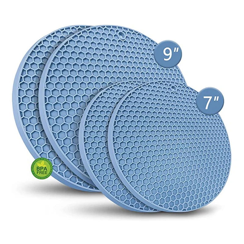 Walfos 4 Pieces Silicone Trivet Mats Pack Heat Resistant Pot Holders Set Multipurpose Non-Slip Hot Pads for Hot Pot Hot DishersJar Opener - Walfos® Kitchenware