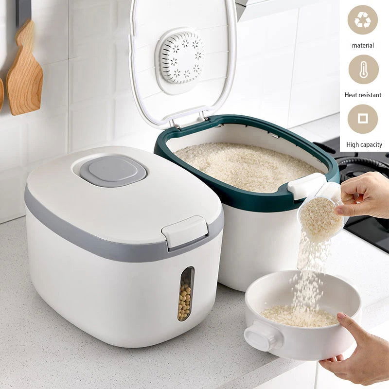 Walfos 5/10KG Kitchen Rice Storage Box Nano  Proof Moisture Proof Food Rice Container Sealed Cereals Bucket Kitchen Organizer - Walfos® Kitchenware