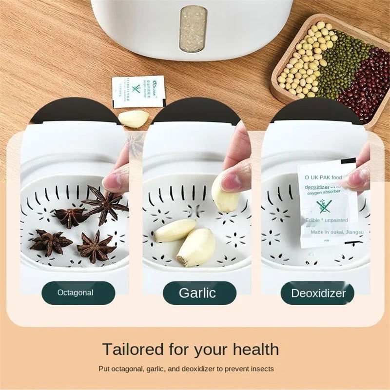 Walfos 5/10KG Kitchen Rice Storage Box Nano  Proof Moisture Proof Food Rice Container Sealed Cereals Bucket Kitchen Organizer - Walfos® Kitchenware