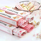 Walfos 50Pcs/Lot Wax Paper Pink Floral Food Grade Grease Paper Food Wrappers Wrapping Paper For Bread Fries Oilpaper Baking Tools - Walfos® Kitchenware