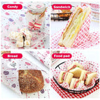 Walfos 50Pcs/Lot Wax Paper Pink Floral Food Grade Grease Paper Food Wrappers Wrapping Paper For Bread Fries Oilpaper Baking Tools - Walfos® Kitchenware
