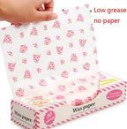 Walfos 50Pcs/Lot Wax Paper Pink Floral Food Grade Grease Paper Food Wrappers Wrapping Paper For Bread Fries Oilpaper Baking Tools - Walfos® Kitchenware